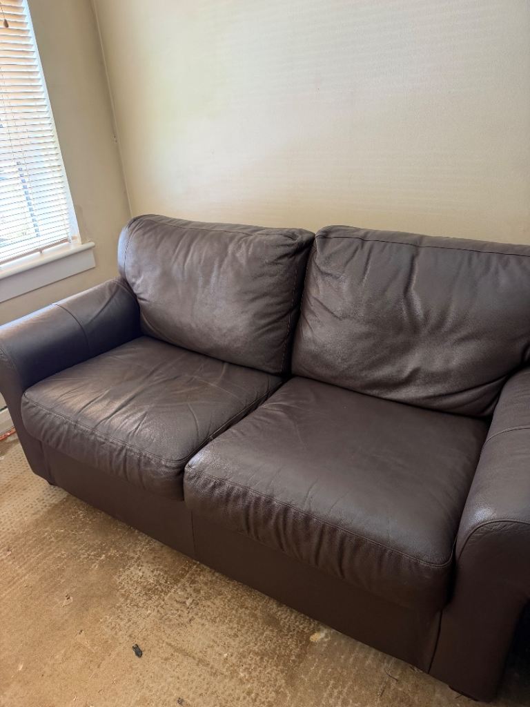Free Brown Leather 2-Seater Sofa – used Condition 