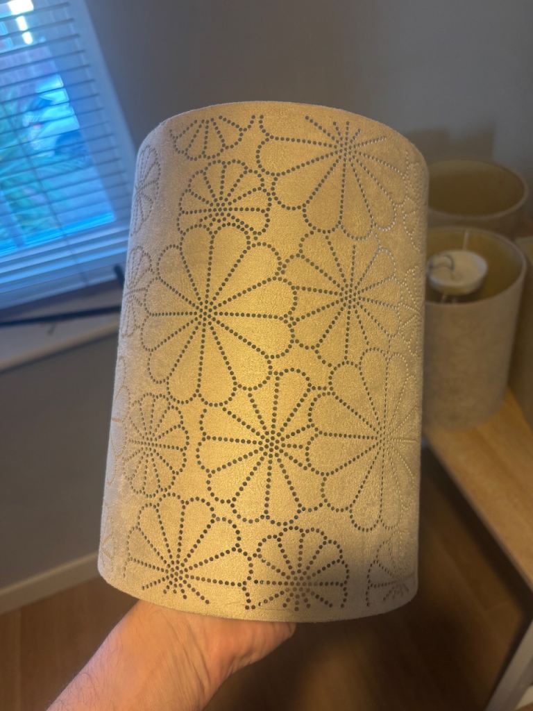 3 round lampshades 1 box shape 