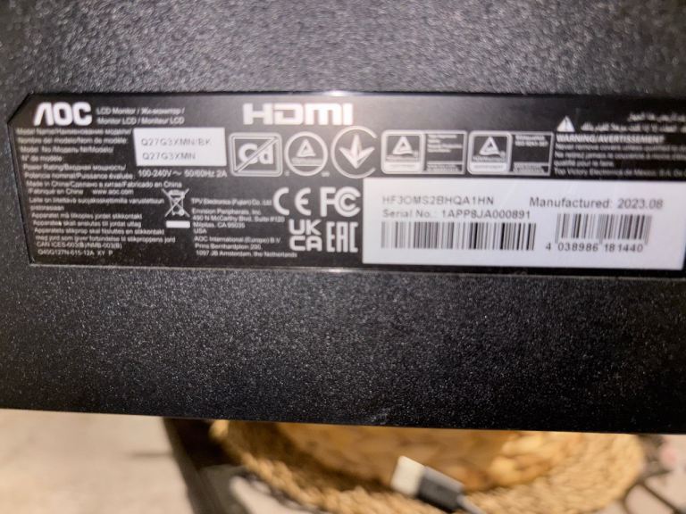 AOC q27g3xmn 1440 HDR 180hz 