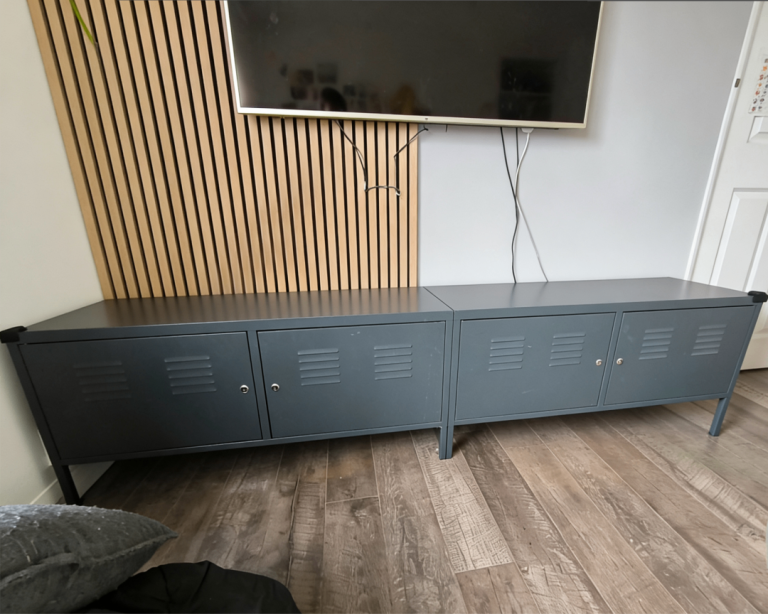 Steel TV Stand - Industrial-Designed Media Cabinet with Adjustable and Durable Unit Storage Space