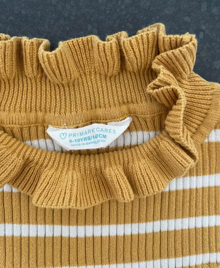 Primark Care Girls' Striped Ribbed Jumper - Age 8-10 Years