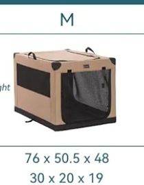 Pet Crate Soft collapsible pet crate Khaki 76 cm L x 50 cm W x 49 cm H  