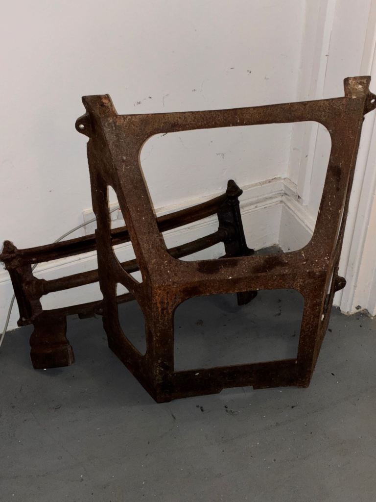 Edwardian cast-iron fire basket assembly.