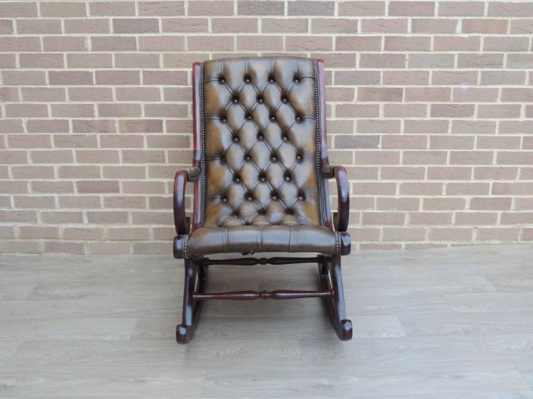 Whiskey Brown Chesterfield Rocking Chair (UK Delivery)