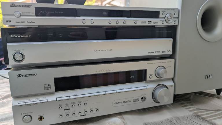 Pioneer complete home cinema paired with an active ELAC subwoofer. 