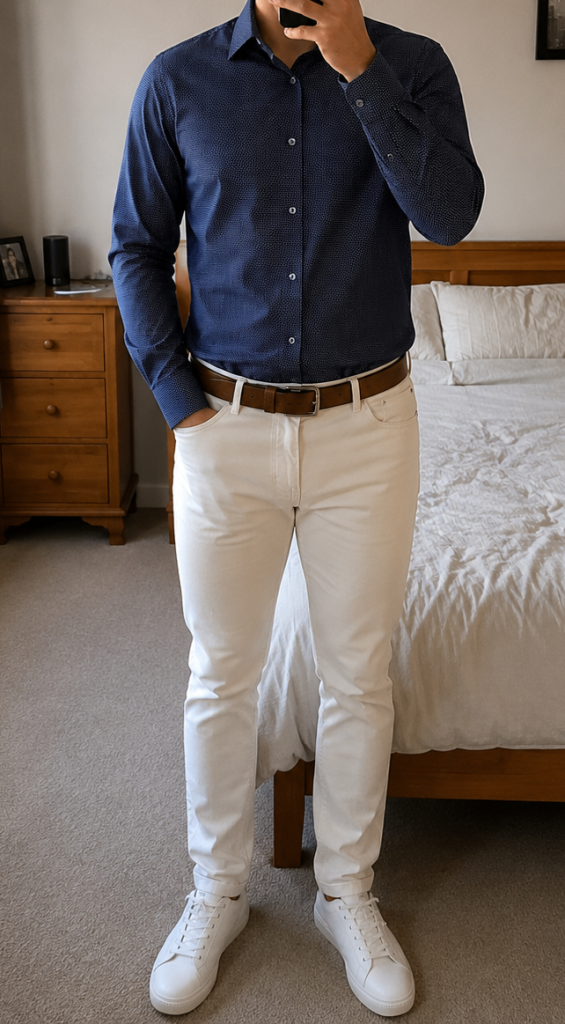 ARFANGO Slim Fit Shirt - Blue, Size L, fits like M