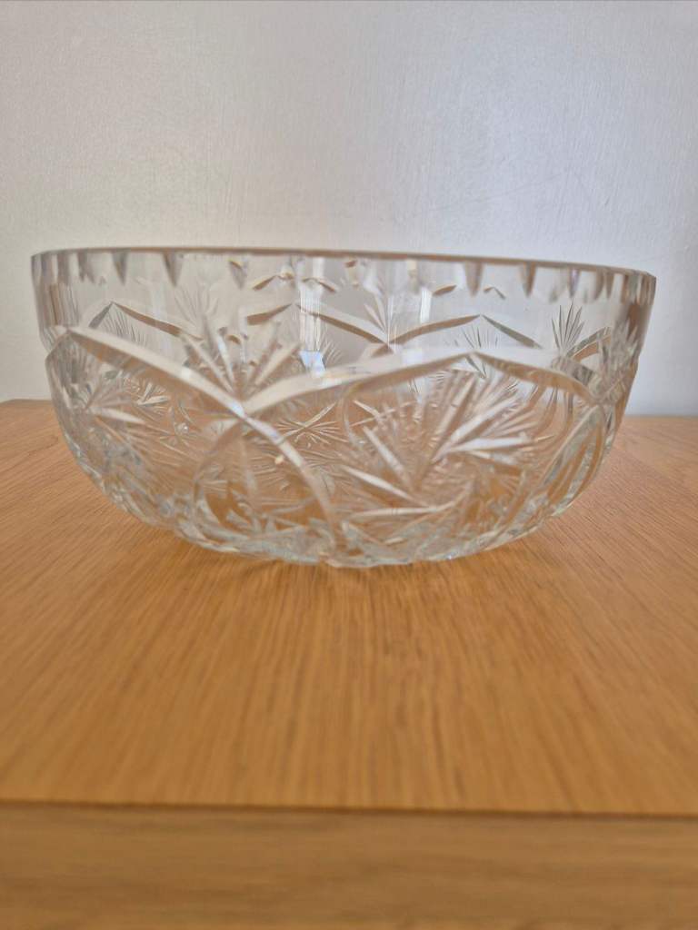 Heavy vintage rare cut crystal fruit or salad bowl in excellent ...