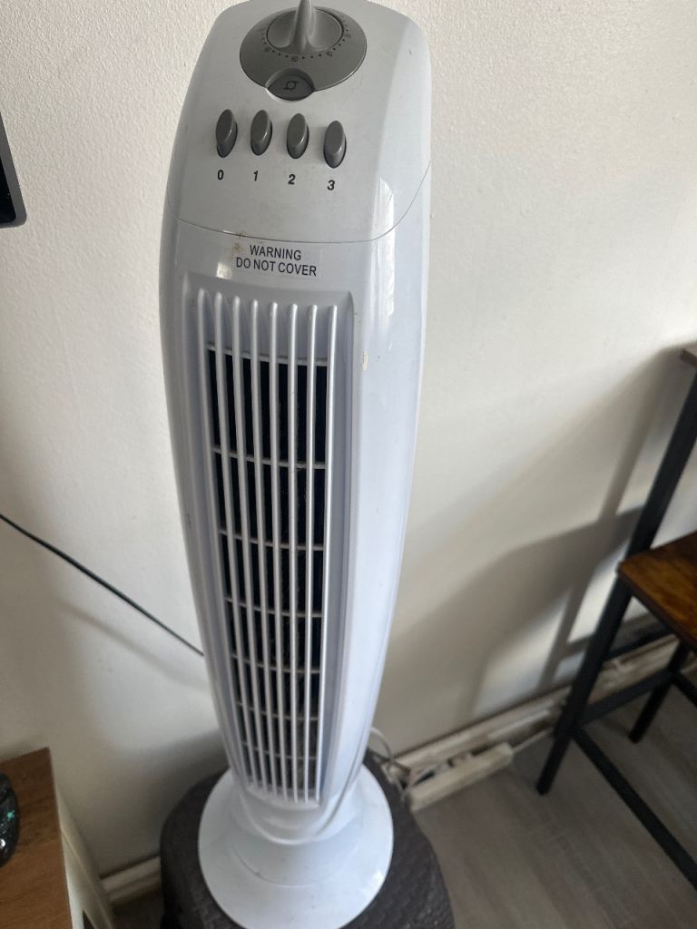 White Tower Fan with 3 Speed Settings – Good Condition
