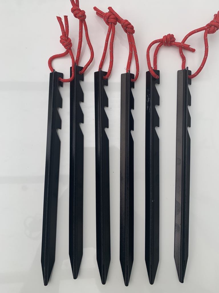 Aluminium tent pegs set of 12 and crocodile ctent clips