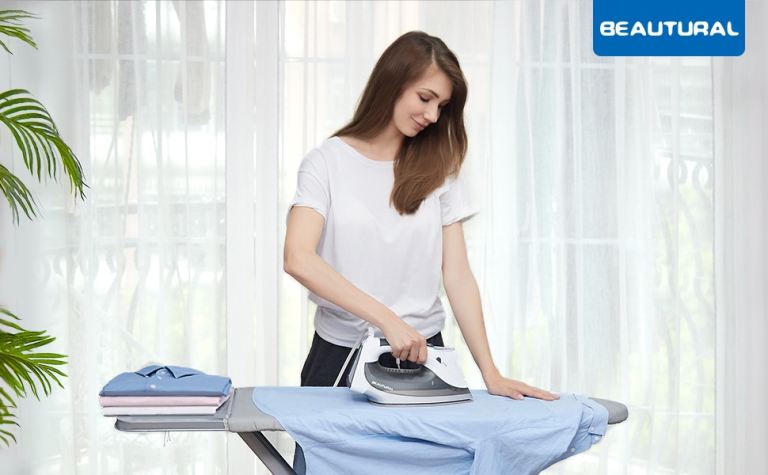 BEAUTURAL 2400 W Steam Iron with LCD Display, Variable Temperature and Double Ce