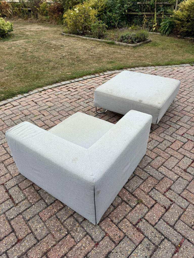 Muji Modular Sofa Couch & Footstool Set Grey