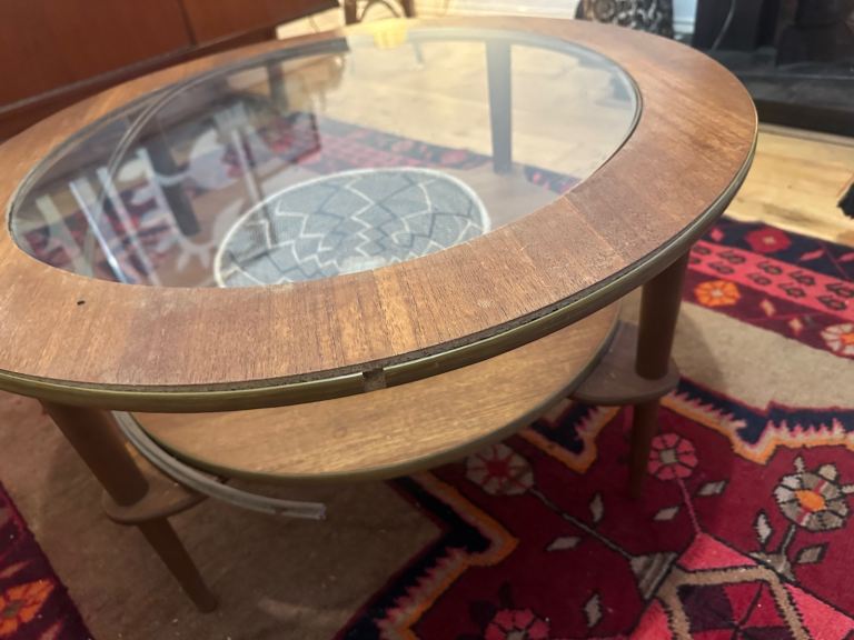 Coffee table mid century retro glass circular round 