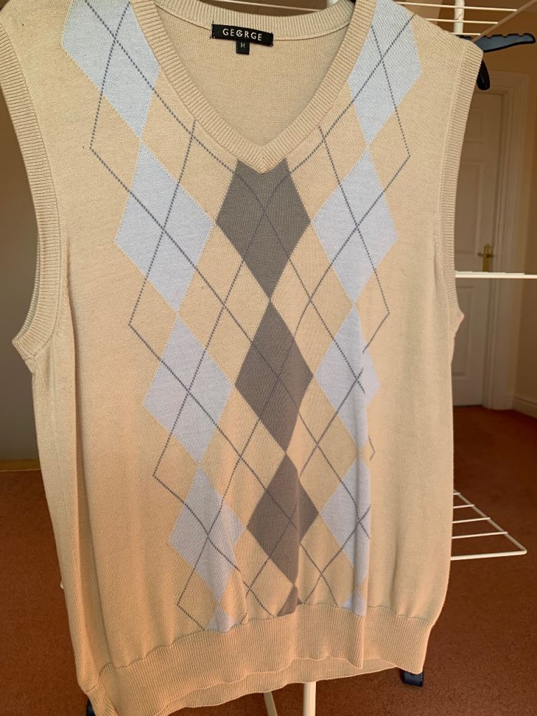 George Men’s Tank Top In Beige, Blue And Grey - Size M
