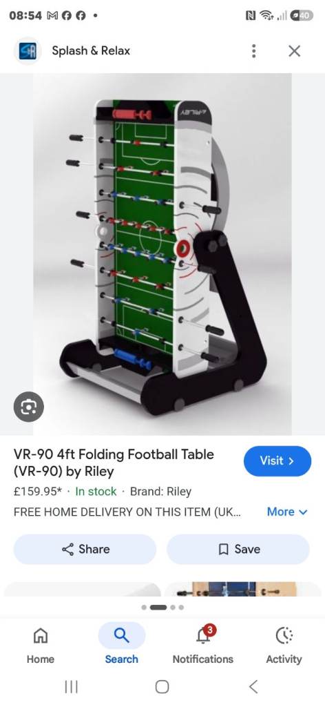 Riley VR-90 4ft Folding Football Table –Used once!