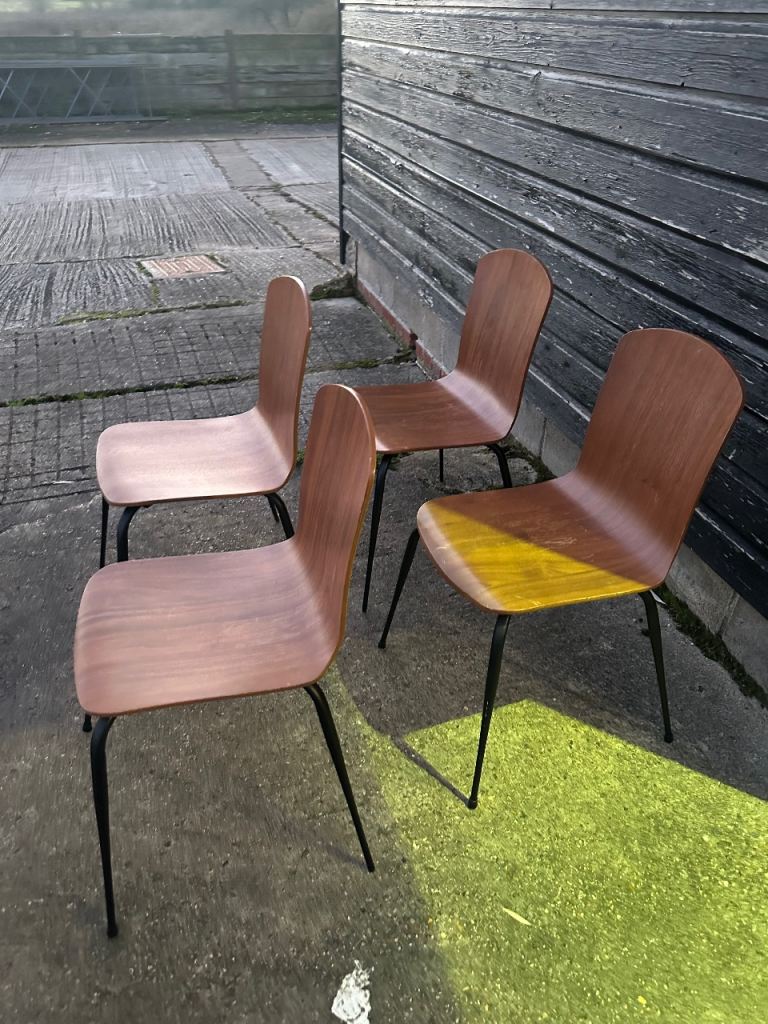 Vintage retro mid century modern MCM stacking kitchen dining chairs x 2 4