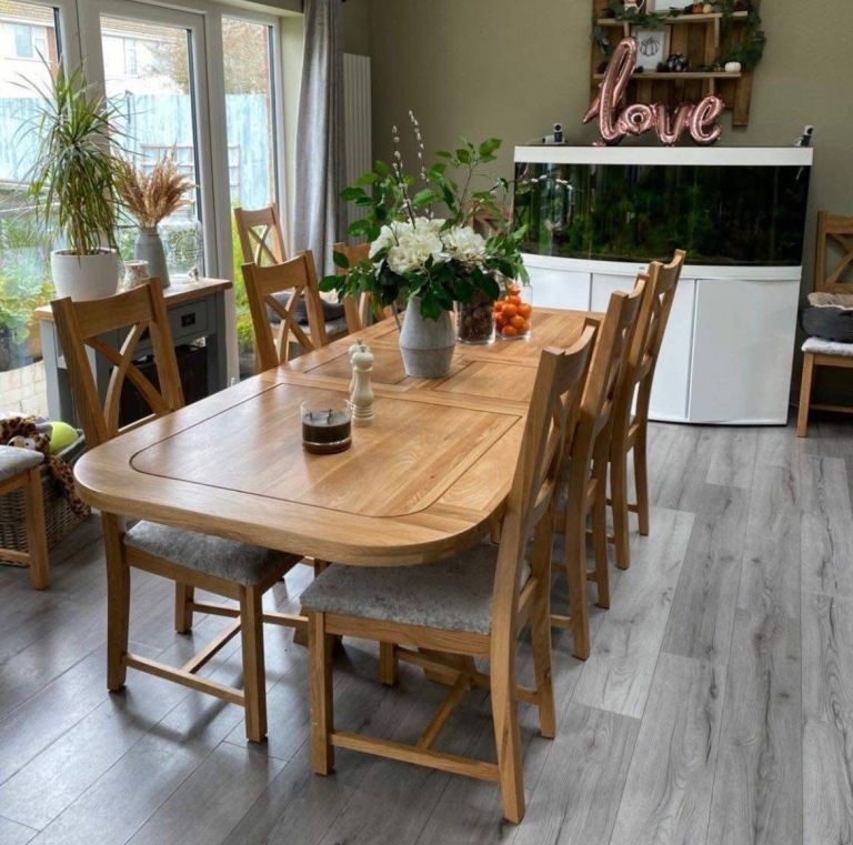 Oak Furnitureland Hercules Natural Solid Oak Extending Dining Table 180-280cm RRP £1099