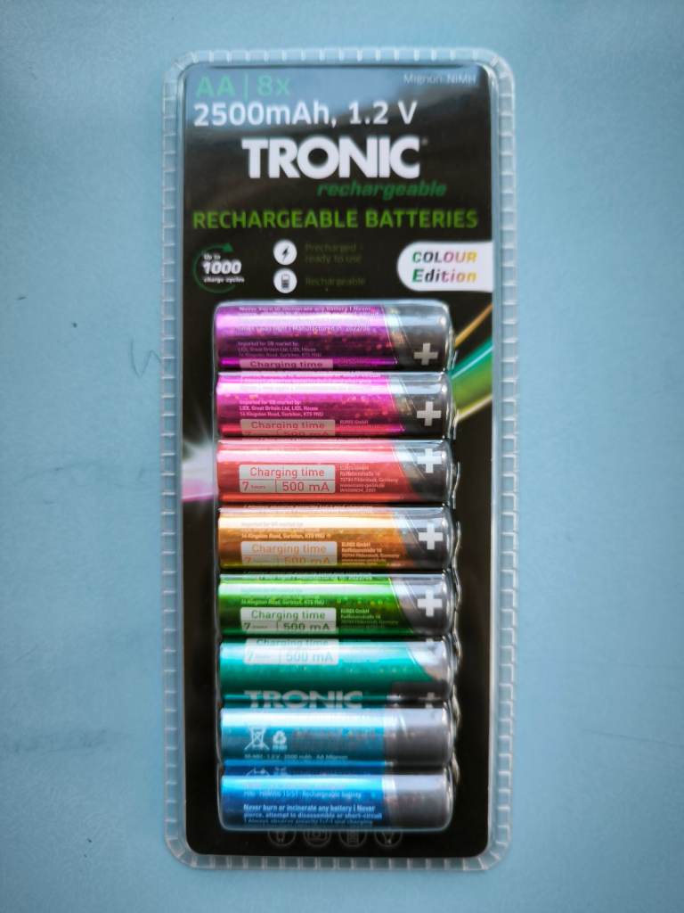 Tronic AA rechargeable batteries. 8 pack.  