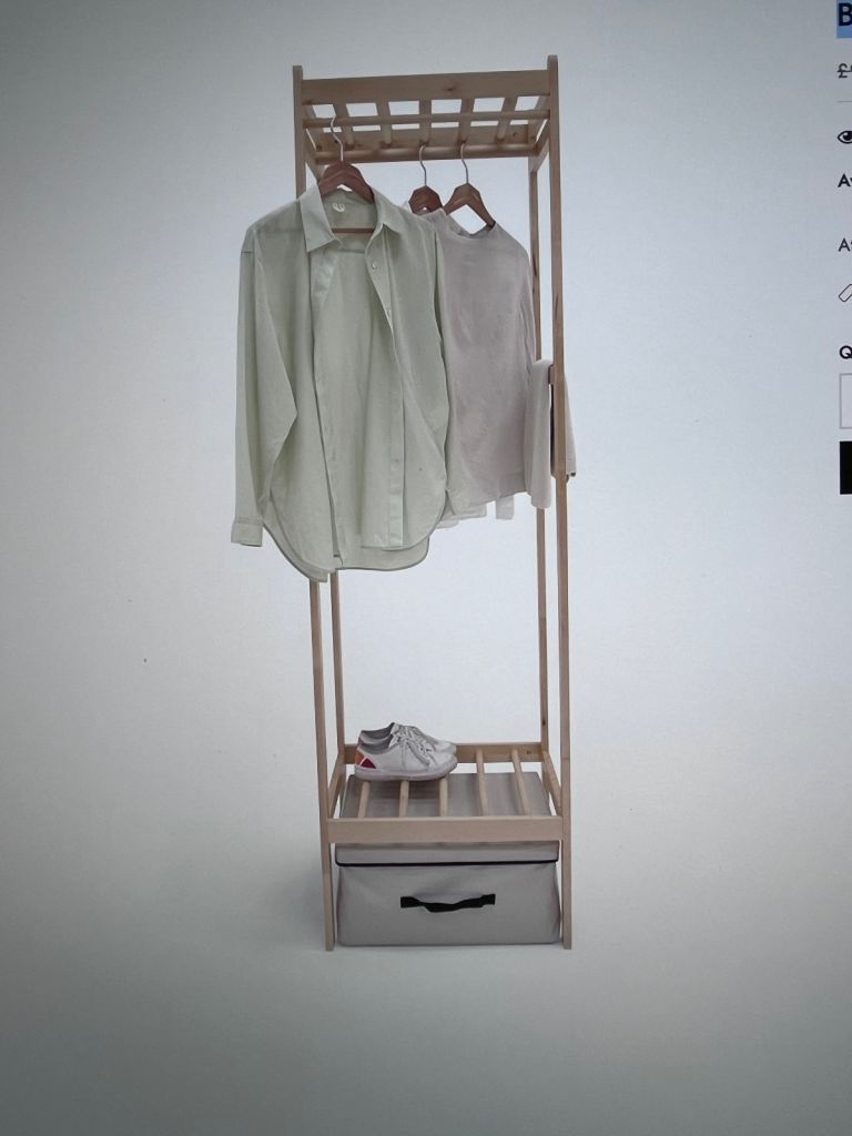 Futon Company Solid Birch Garment Clothes Rail & Shoe Rack 190 x 56.5 x 50cms