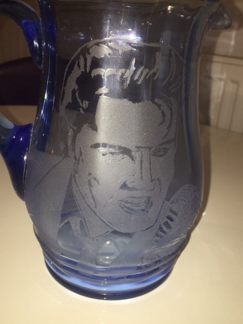 RARE/UNIQUE: Elvis Blue Glass Jug *STUNNING EXCELLENT CONDITION*