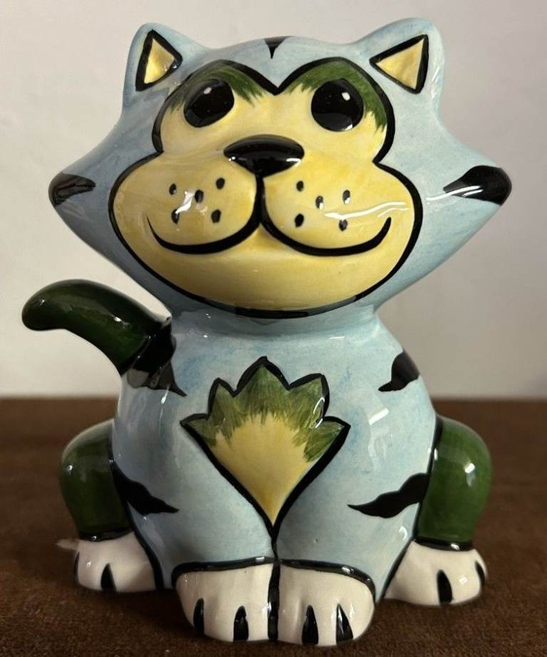 Rare Lorna Bailey "Shamrock" Cat Figure - Hand Painted Ceramic 13cm