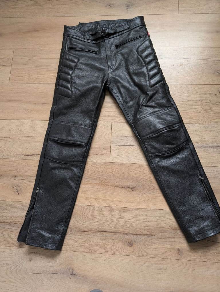 Leather motorcycle trousers 32x31leg CE protective 