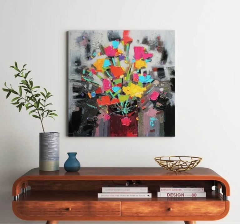 Wrapped Canvas Painting – “Bouquet of Colour” by Scott Naismith