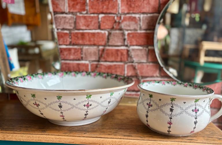 A Vintage ceramic/China Chamber pot/potty,Plant holder & Large Wash Bowl