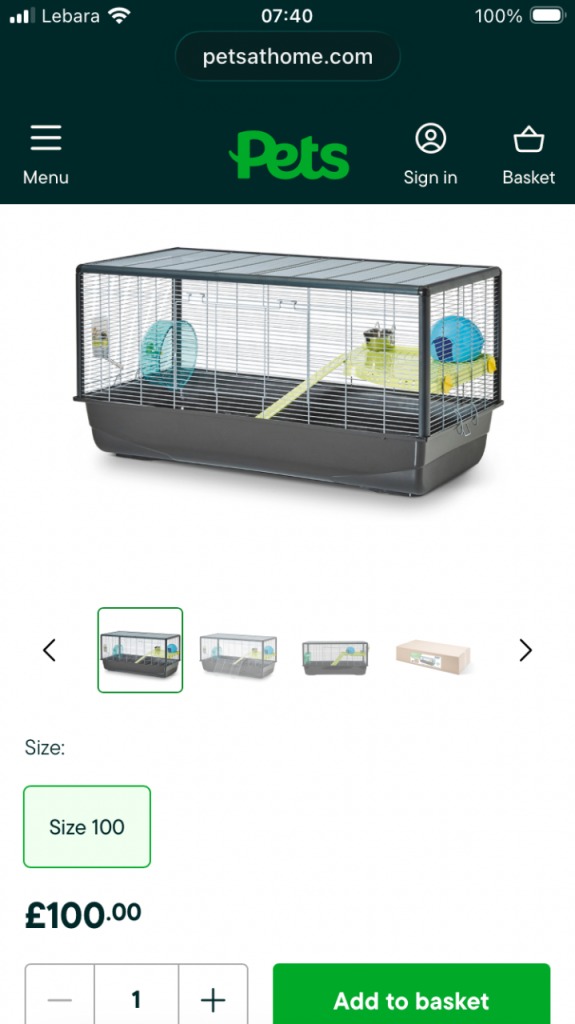 Not had long large savic 100 cage was100 no offer 