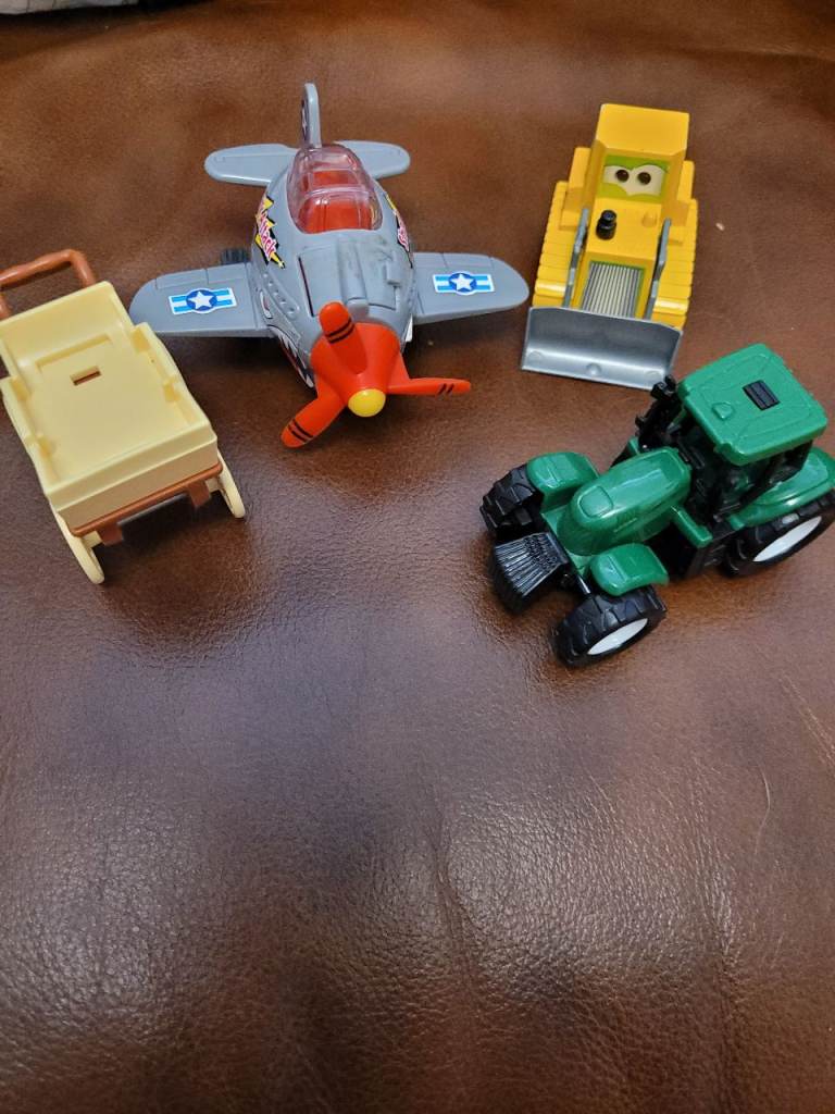 Kids' Toy Vehicles - Plane, Tractor, Bulldozer, and Trailer