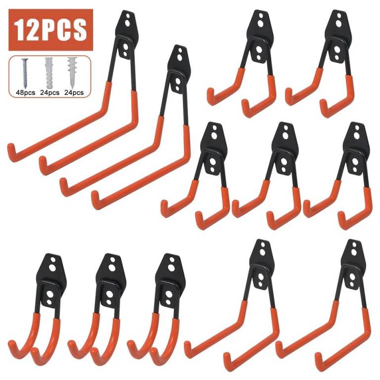 Set of 12 Heavy Duty Wall Mount Utility Hooks, Garden, Garage, Shed, Workshop