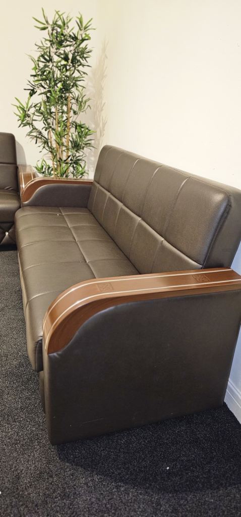 3-Seater & 3-Seater Leather Sofa Set – Brown