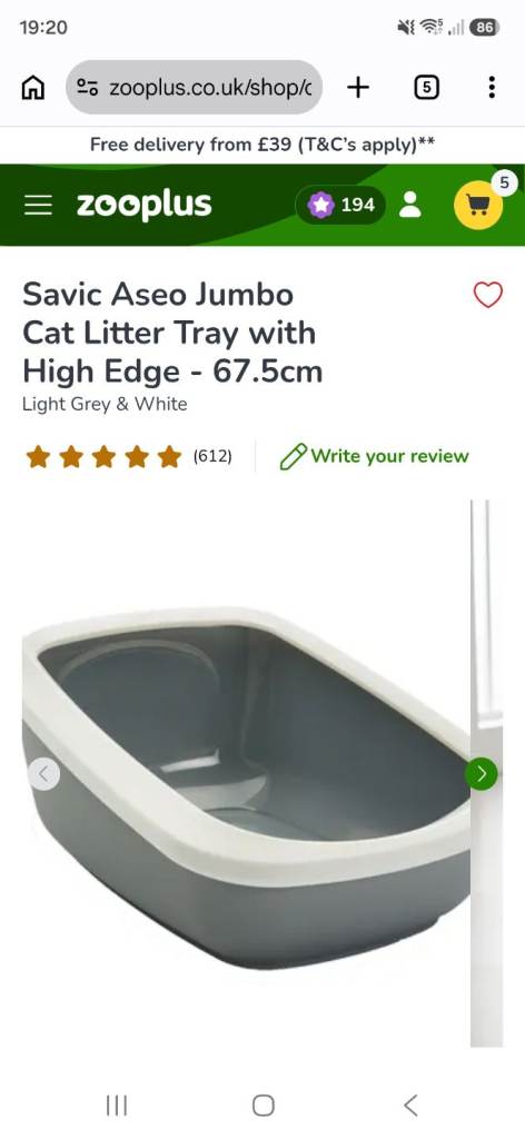 Large grey cat litter tray