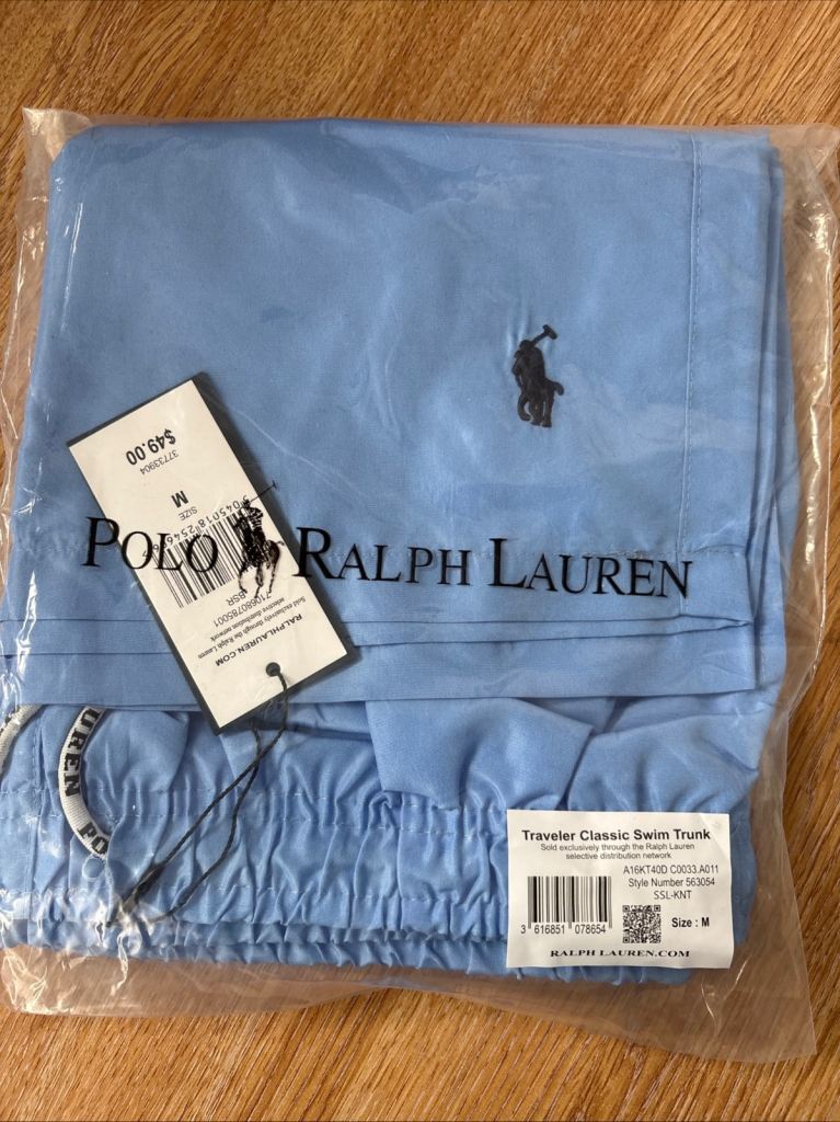 Polo Ralph Lauren Traveler Classic Swim Shorts Light Blue Size M BNWT