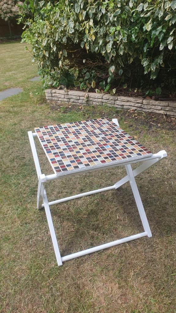 Handmade Mosaic Unique Small Wooden Folding Table