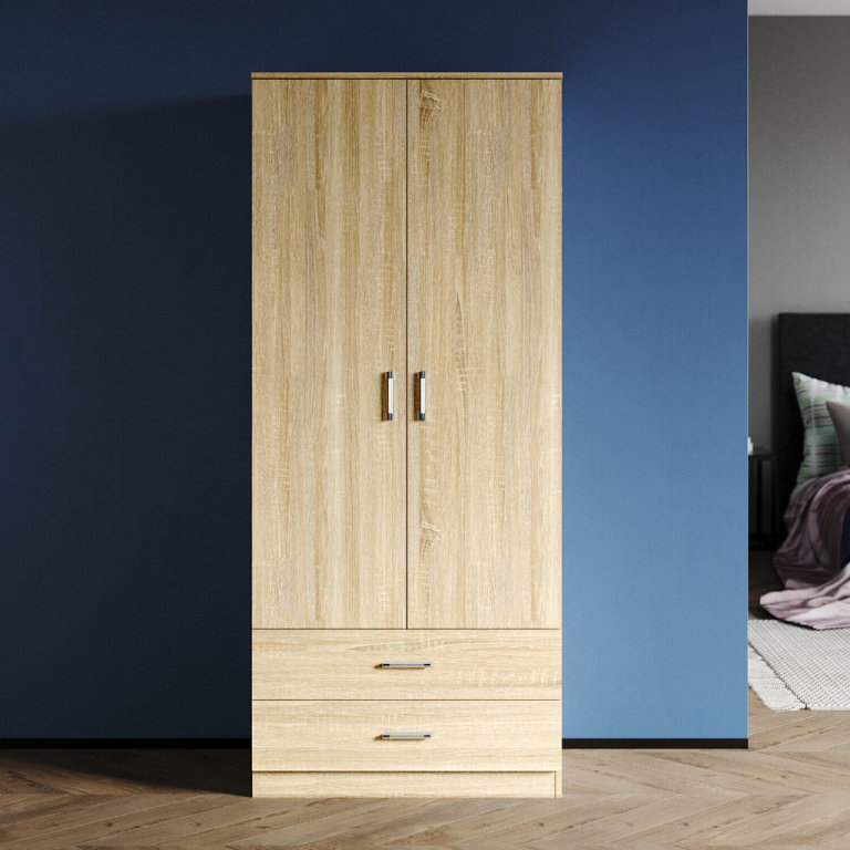 New Matt Oak 2 Door Storage Wardrobe + Hanging Rail 1800 x 500mm RRP £255 Our Price £170