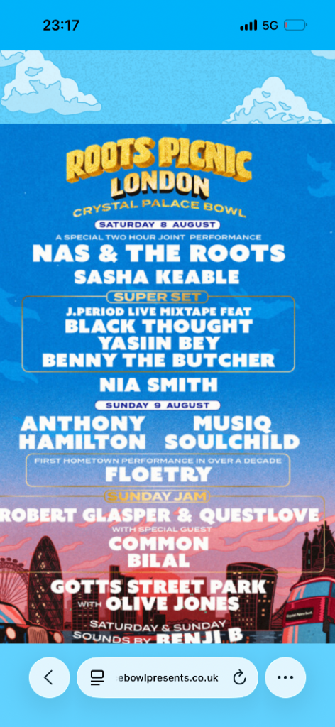 Roots Picnic Saturday 8 August ticket x1 (face value)