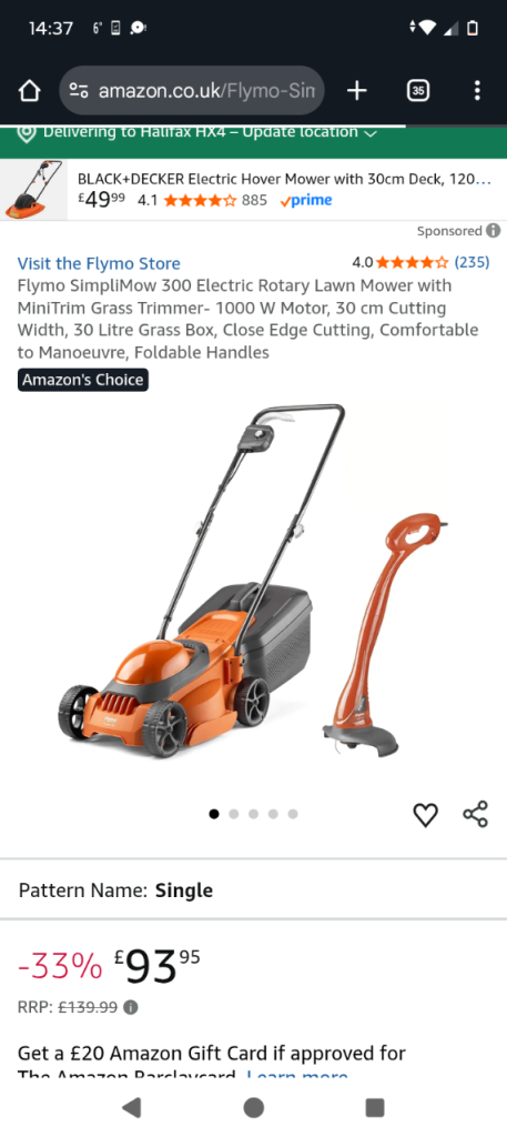 Flymo lawnmower and strimmer 