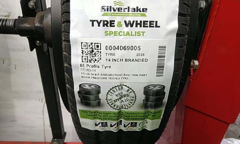 175 65 14 82t Bridgestone B391 7mm Part Worn Pressure Tested Tyre