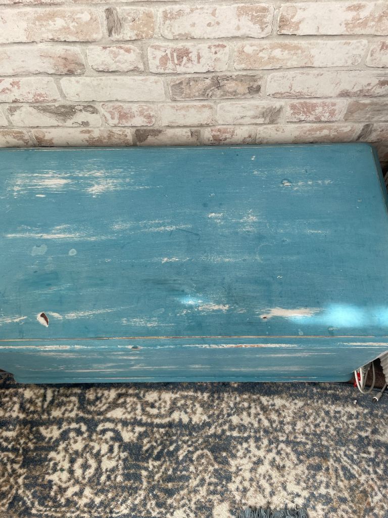 Up cycled blue blanket box