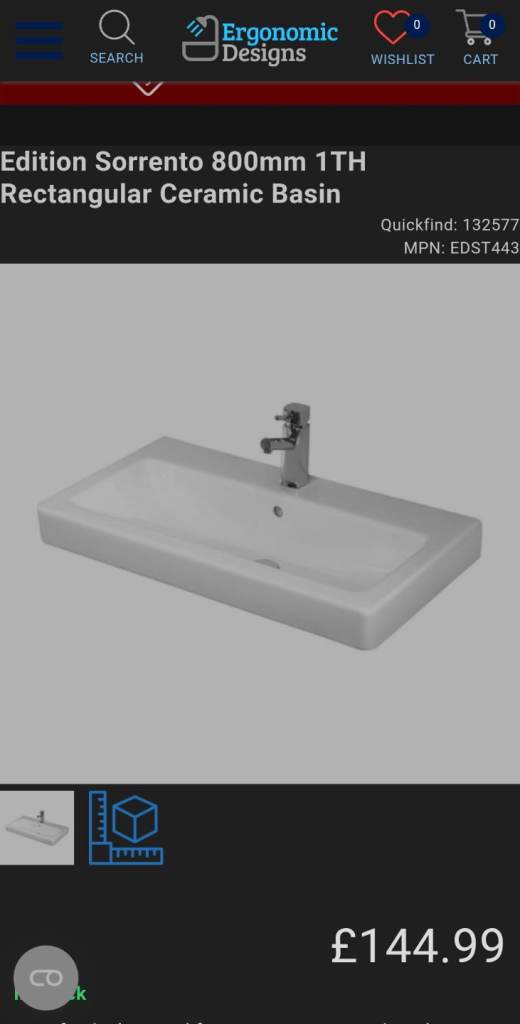 Wall hung ceramic basin 800mm 
