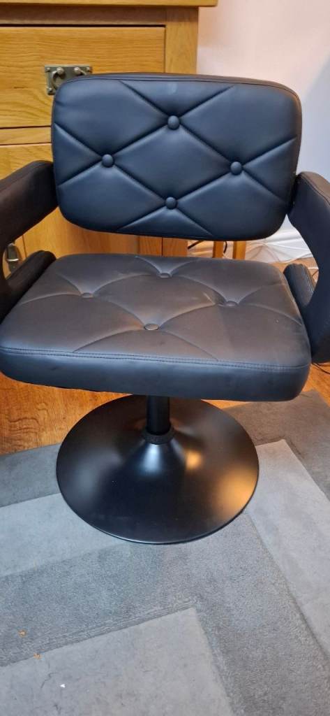 Pair of Black Faux Leather Swivel Stools 
