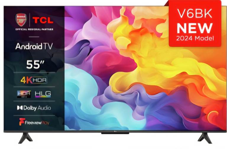 BRAND NEW BOXED TCL 55 INCH 55V6BK SMART 4K UHD HDR TV WITH WIFI, FREEVIEW HD, ANDROID TV