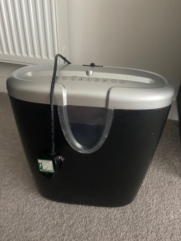 Paper Shredder - Black and Silver, Good Condition