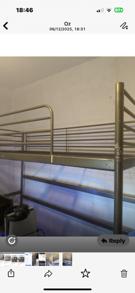 image for Svarta IKEA single loft bed with mattress 