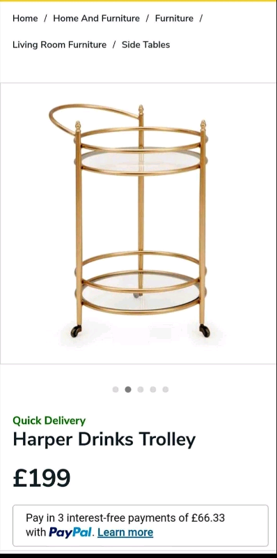 NEW Harper drinks trolley, dunelm, luxury, modern. Furniture. RRP £199