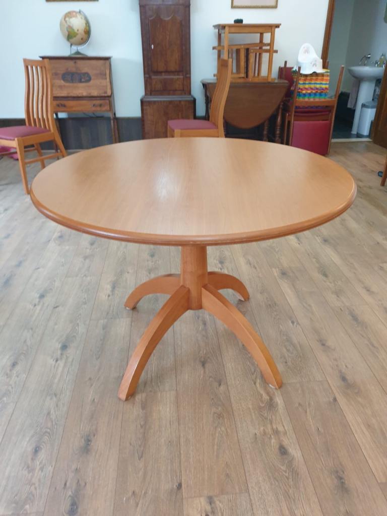 Round dining table and chairs