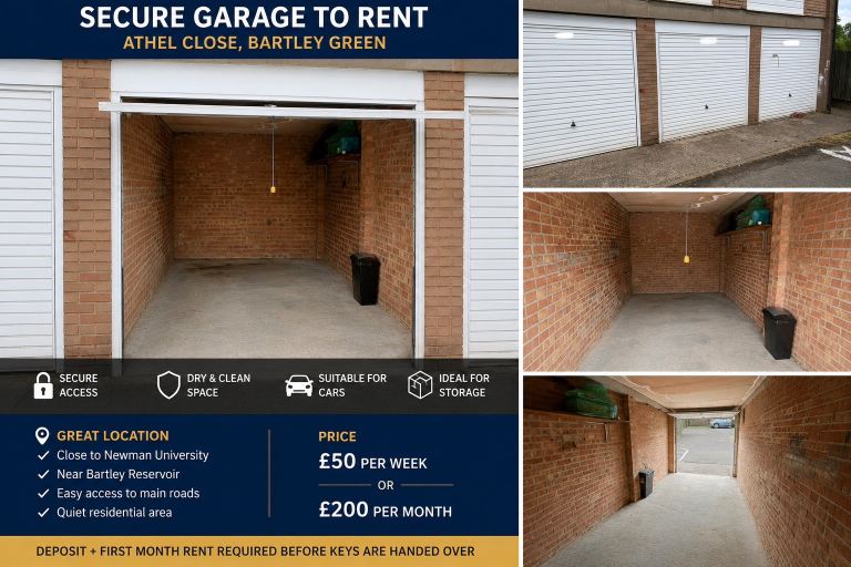Secure Garage To Rent – Great Location – Bartley Green – £50pw