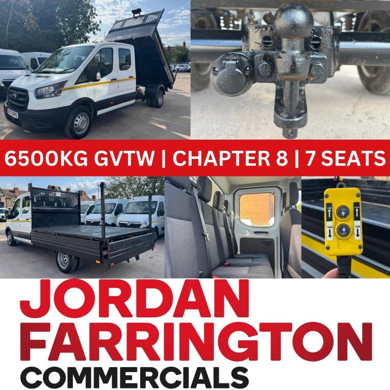 2022 72 reg FORD TRANSIT 350 DOUBLE CAB CREW VAN 7 SEATS TIPPER RWD TWIN WHEEL