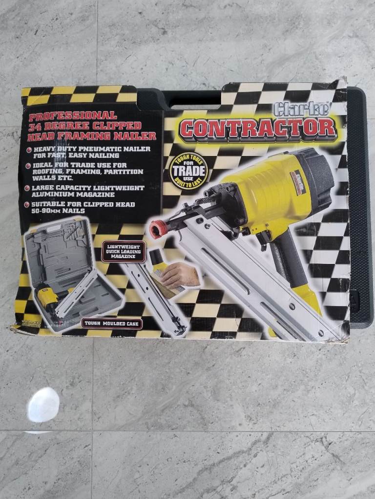 Clark contractor 34 degree clipped head framing nailer