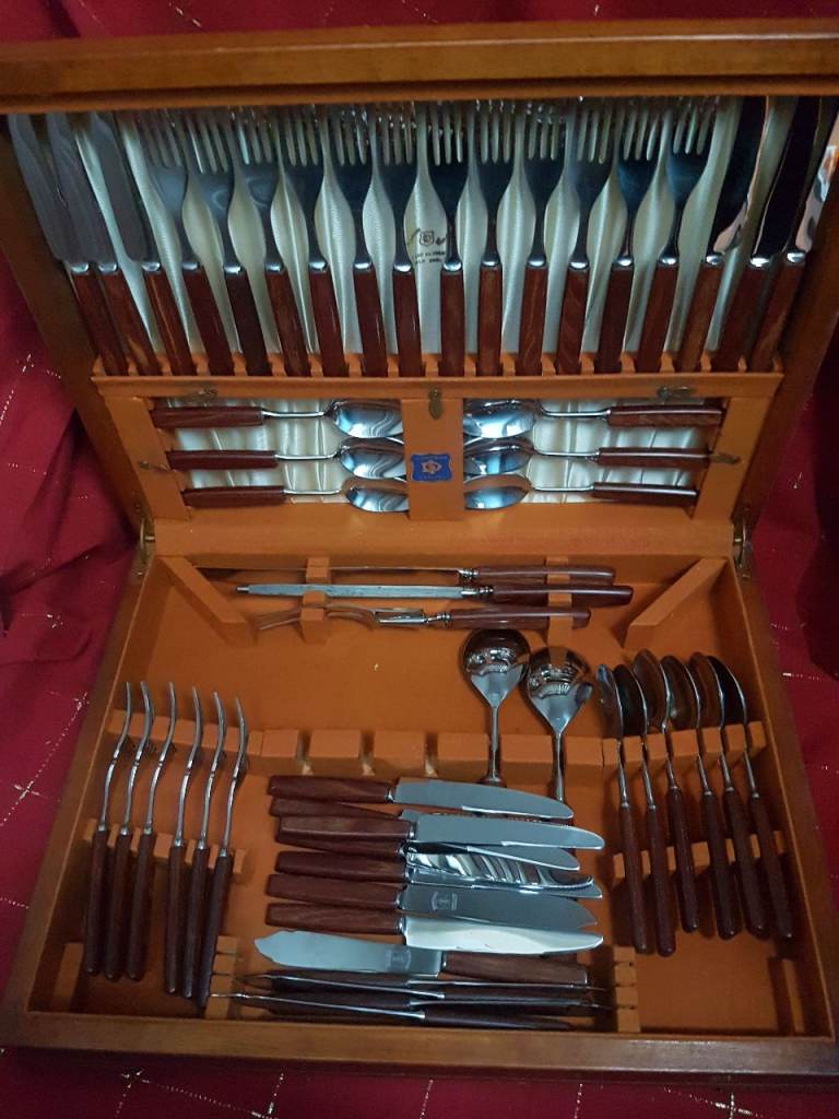 Monogram Cutlery Set in Wooden Case   